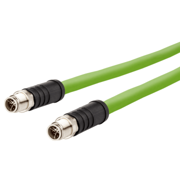 Adapterkabel, M12 Plug-recht - Plug-recht, 8-polig, Cat7, X-coded, Torsie, PUR, 2m