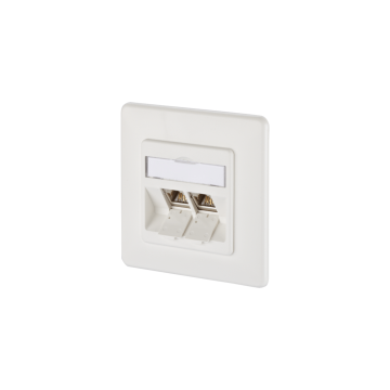 E-DAT 2 voudig outlet inbouw, incl. 2x Cat6A module, wit