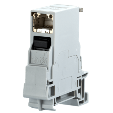 E-DAT Industriele DIN-Rail adapter, TS35 incl. RJ45 Keystone, T568A, RAL7035