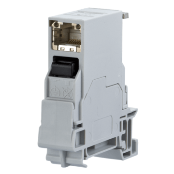 E-DAT Industriele DIN-Rail adapter, TS35 incl. RJ45 Keystone, T568B, RAL7035