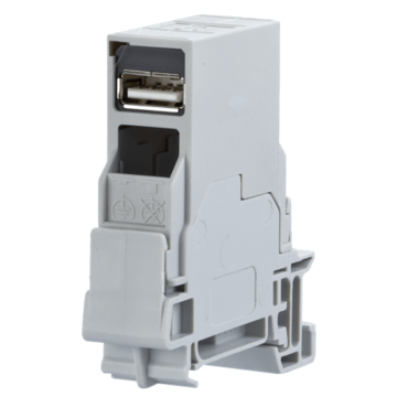 E-DAT Industriele DIN-Rail adapter, TS35 incl. USB A 2.0, RAL7035
