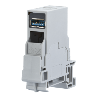 E-DAT Industriele DIN-Rail adapter, TS35 incl. USB A 3.0, RAL7035