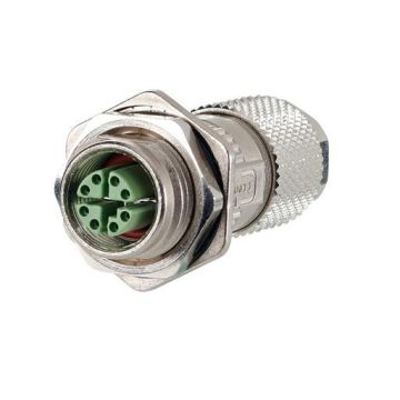 Field Jack, Female recht, M12, X-coded IP67, 8-polig, Cat6A, met flens