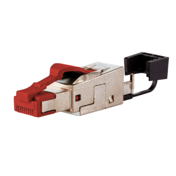 Field Plug Pro, RJ45, 25Gig Shielded, 180graden, 1250Mhz, rood