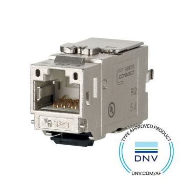 Keystone, Cat6A, 180 graden, Shielded RJ45, metaal, DNV maritiem