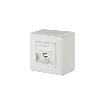 Module fit outlet, 1v leeg, met opbouwrand 43mm, Ral9010