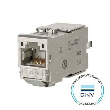 Module, Cat6A, 180 graden, Shielded RJ45, metaal, DNV maritiem