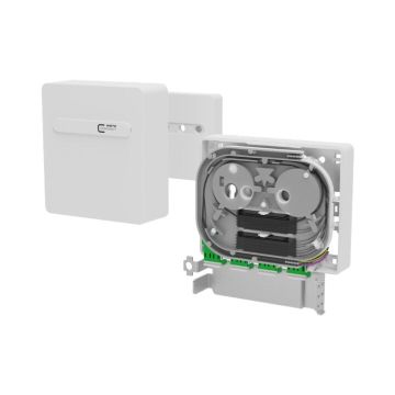 OpDAT ApL Lasbox, compleet, 4 LCD/APC adapter met shutter, 8 pigtails G657A1/G652D, OS2