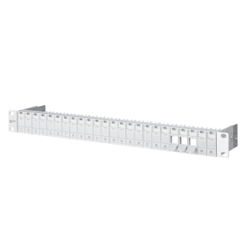 Patchpaneel, UTP, 24V, 1HE, leeg, tbv Module fit, grijs
