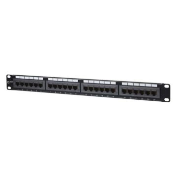 Patchpaneel, UTP, 24V, 1HE, LSA, Cat6/Class E, zwart