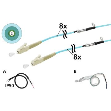 Prefabkabel, U-DQ(ZN)BH, OM3, 8v, LC/PC naar LC/PC, 1x IP50 tube 1x BubbelFolie, 40m