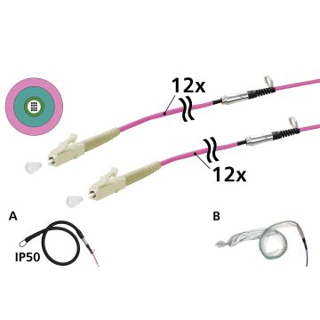 Prefabkabel, U-DQ(ZN)BH, OM4, 12v, LC/PC naar LC/PC, 1x IP50 tube 1x BubbelFolie, 100m