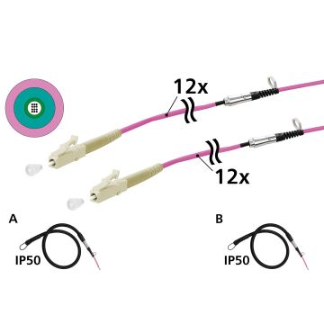 Prefabkabel, U-DQ(ZN)BH, OM4, 12v, LC/PC naar LC/PC, 2x IP50 tube, 80m