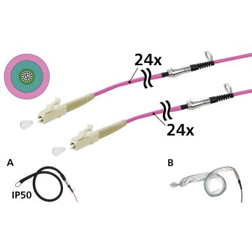 Prefabkabel, U-DQ(ZN)BH, OM4, 24v, LC/PC naar LC/PC, 1x IP50 tube 1x BubbelFolie, 20m