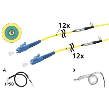 Prefabkabel, U-DQ(ZN)BH, OS2, 12v, LC/PC naar LC/PC, 1x IP50 tube 1x BubbelFolie, 75m