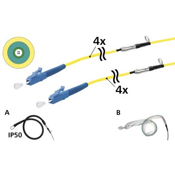 Prefabkabel, U-DQ(ZN)BH, OS2, 4v, LC/PC naar LC/PC, 1x IP50 tube 1x BubbelFolie, 40m