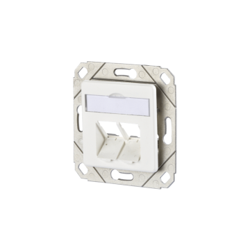 RJ45 2v draagring met centraalplaat, excl. Afdekraam, tbv module, Ral9010