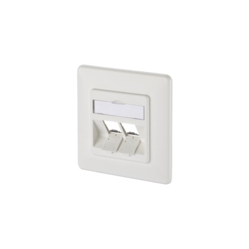 RJ45 2v frontplaat incl. afdekrand, leeg, tbv module, Ral9010