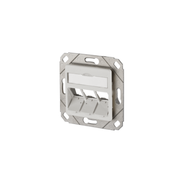 RJ45 3v draagring met centraalplaat, excl. Afdekraam, tbv module, Ral9010