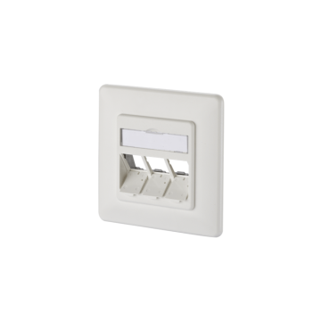 RJ45 3v frontplaat incl. afdekrand, leeg, tbv module, Ral9010