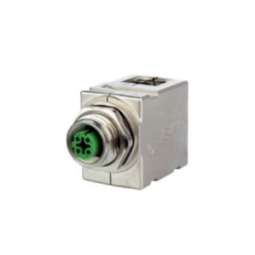 Schakelkastdoorvoer, M12 D-coded op RJ45-haaks, 4-polig, Cat5e