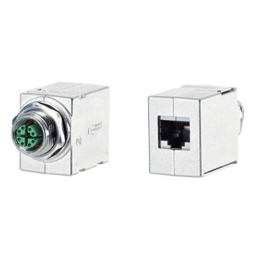 Schakelkastdoorvoer, M12 X-gecodeerd op RJ45-recht, 8-polig, Cat6A