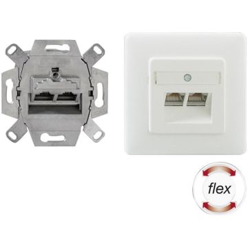 Outlet CSA+, 2xRJ45, Cat6A, Incl.centraalplaat en raam, RAL1013, inb.diepte 35mm, EOL