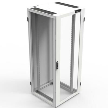 Patchkast 47HE, B800XD1000XH2200, geperf. deur voor, achter dubb,RAL9003 met Zijwand