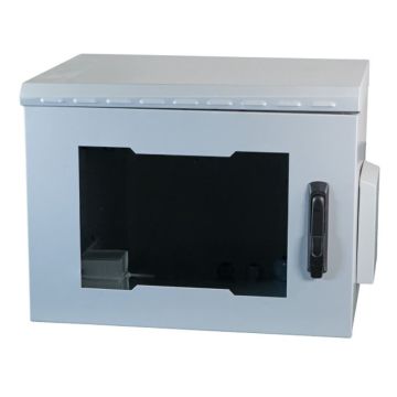 ProLine, IP55 Wandkast 7HE, B600xD450xH410, Glasdeur, RAL7035