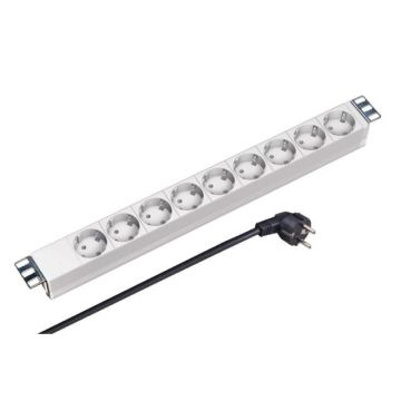 ProLine, Spanningsslof 9x Schuko, Allu.19inch, 2m snoer+Schuko