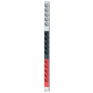 ProLine, Spanningsslof verticaal 15x Schuko, Allu.3 Fase, 3m snoer+CEE 16 A 5 polig rood