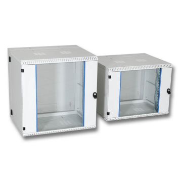 ProLine, Wandkast 15HE, 1 delig, B600xD500xH730, Glasdeur, RAL7035