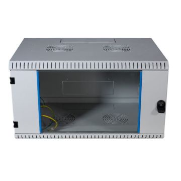ProLine, Wandkast 18HE, 1 delig, B600xD600xH860, Glasdeur, RAL7035