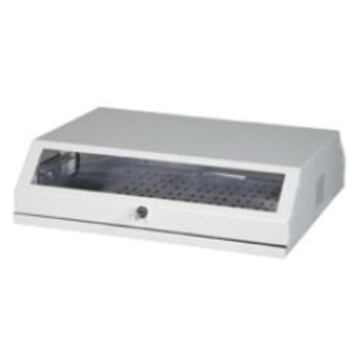 ProLine, Wandkast 3HE vert.+ 5HE hrz.,slot, bouwdiepte maar 105mm,  Venster, RAL7035