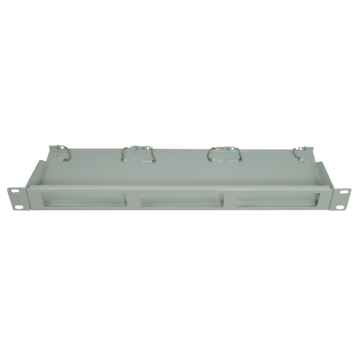 FO 19inch paneel, 1HE, tbv 3 FO DIN-Rail box, RED005-x, exclusief lasbox