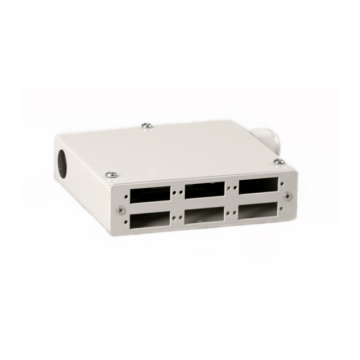 FO DIN-Rail box, 6x SCD/LCQ, leeg, DIN-Rail of plaatsing in 10-19inch paneel, RAL7035