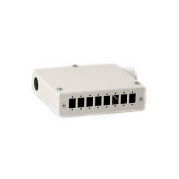 FO DIN-Rail box, 8x SC/E2000/LCD, leeg, DIN-Rail of plaatsing in 10-19inch paneel, RAL7035