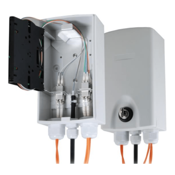 FO wandbox met slot, IP54, 4x LCD of SC Simplex, Lascassette en krimplashouder Heatshrink