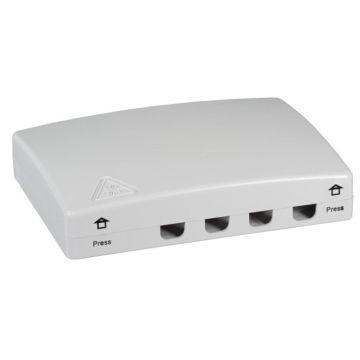 FO wandbox, IP20 indoor tbv 4x LCD, SC Simplex, Lascassette, kunststof leeg, wit