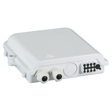 FO wandbox, IP65 tbv 8x LCD, SC Simplex, Lascassette, kunststof leeg, wit