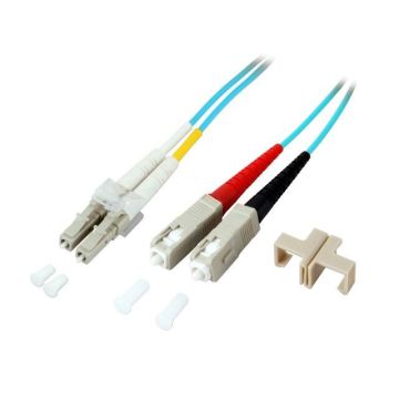 Glasvezel Patchkabel, OM3, DX, LC/pc-SC/pc, LSZH, Turkoois, 7.5m, Fig8