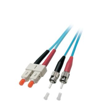 Glasvezel Patchkabel, OM3, DX, SC/pc-ST/pc, LSZH, Turkoois, 2m, Fig8