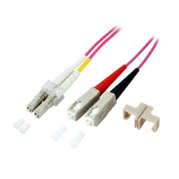 Glasvezel Patchkabel, OM4, DX, LC/pc-SC/pc, LSZH, Lila, 7.5m, Fig8