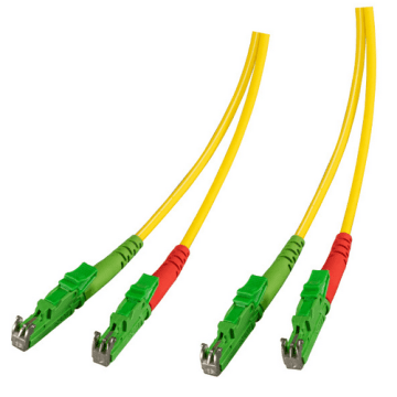 Glasvezel Patchkabel, OS2, DX, E2000/apc8-E2000/apc8, LSZH, Geel, 15m, Fig8, G657A