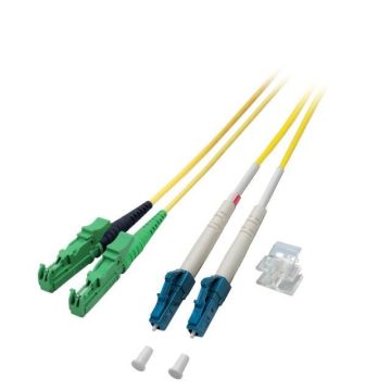 Glasvezel Patchkabel, OS2, DX, LC/pc-E2000/apc8, LSZH, Geel, 7.5m, Fig8, G657A