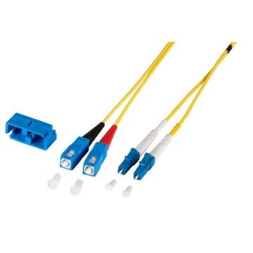Glasvezel Patchkabel, OS2, DX, LC/pc-SC/pc, LSZH, Geel, 7.5m, Fig8, G652D
