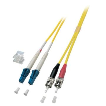 Glasvezel Patchkabel, OS2, DX, LC/pc-ST/pc, LSZH, Geel, 0.5m, Fig8, G652D