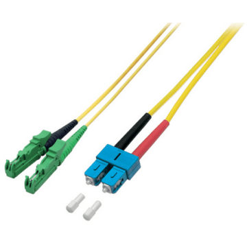Glasvezel Patchkabel, OS2, DX, SC/pc-E2000/apc8, LSZH, Geel, 10m, Fig8, G657A