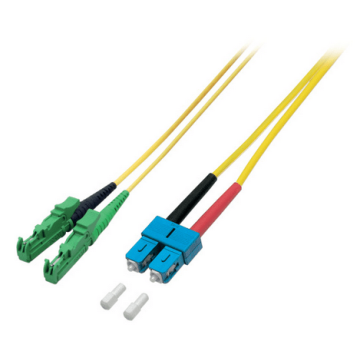 Glasvezel Patchkabel, OS2, DX, SC/pc-E2000/apc8, LSZH, Geel, 1m, Fig8, G657A