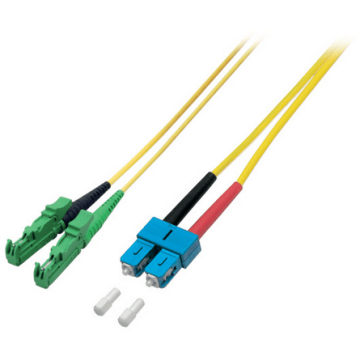 Glasvezel Patchkabel, OS2, DX, SC/pc-E2000/apc8, LSZH, Geel, 3m, Fig8, G657A